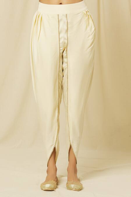 Omana By Ranjana Bothra Yellow Tussar, Organza, Satin Sequins, Zari, Shabana Flora Kurta Dhoti Set at Aza Fashions Omana By Ranjana Bothra_Yellow Tussar, Organza, Satin Sequins, Zari, Shabana Flora Kurta Dhoti Set _at_Aza_Fashions