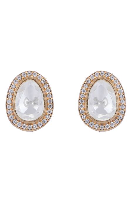 Auraa Trends_Blue Crystals, Diamonds Bead Layered Embellished Pendant Choker Set _at_Aza_Fashions