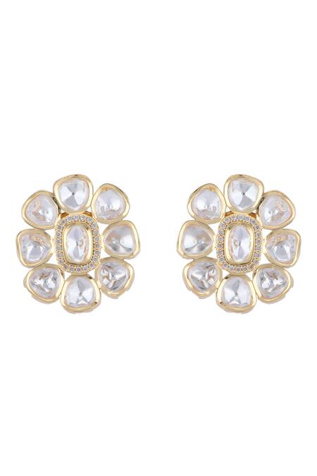 Auraa Trends_Gold Plated Diamonds, Stones Kundan Embellished Layered Necklace Set _at_Aza_Fashions