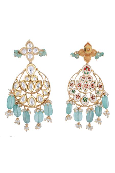 Auraa Trends_Blue Beads, Diamonds Kundan Studded Layered Necklace Set _at_Aza_Fashions