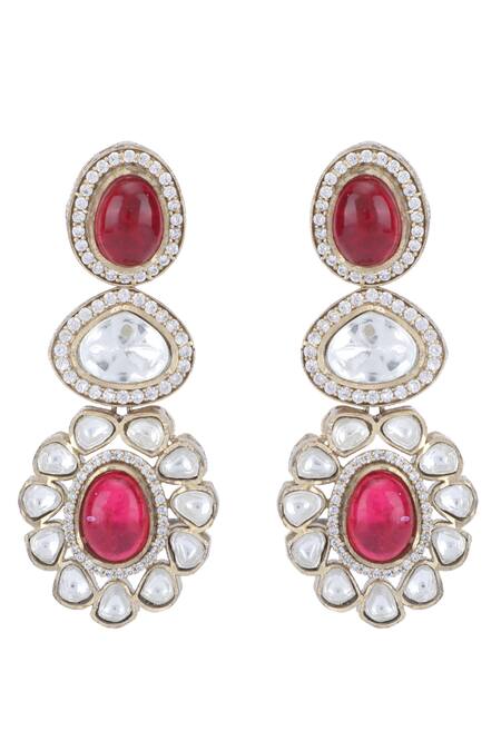 Buy_Auraa Trends_Red Diamonds, Stones Studded Pendant Necklace Set 