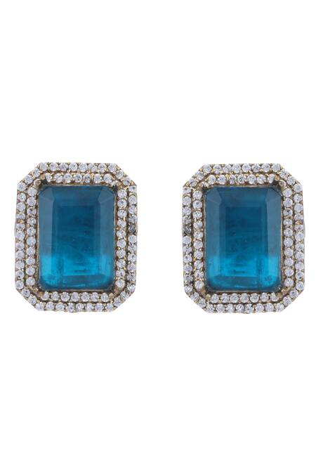 Buy_Auraa Trends_Blue Diamonds, Stones Bead Layered Pendant Choker Set _Online_at_Aza_Fashions