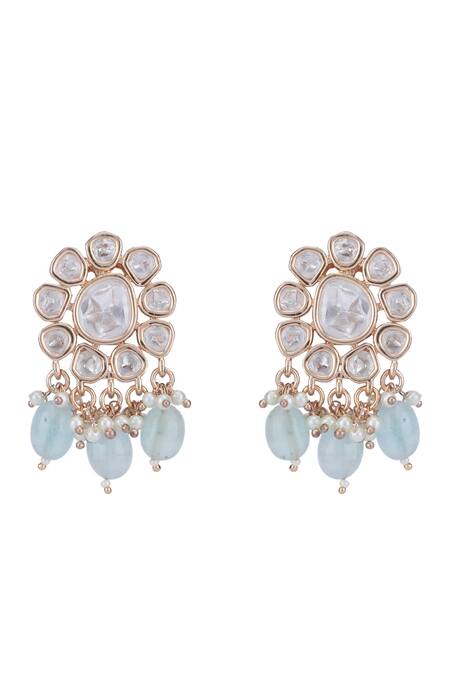 Buy_Auraa Trends_Gold Plated Diamonds, Beads Drops Choker Set _Online_at_Aza_Fashions