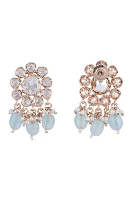 Shop_Auraa Trends_Gold Plated Diamonds, Beads Drops Choker Set _Online_at_Aza_Fashions