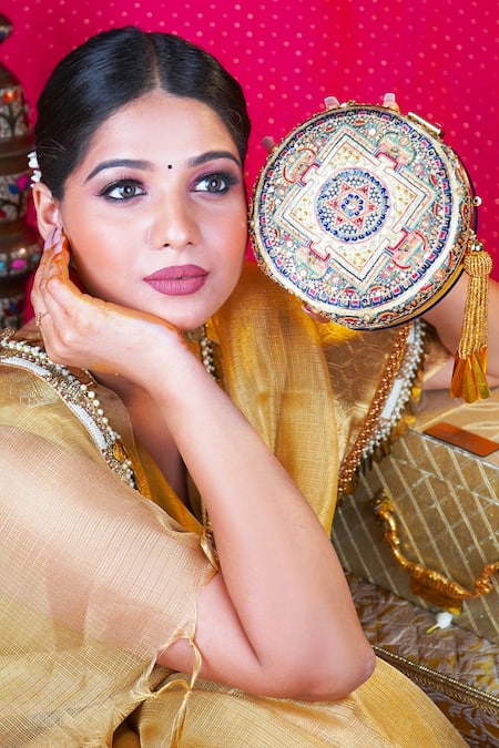 Puneet Gupta_Black Embroidered Mandala Sitara Pattern Clutch _Online_at_Aza_Fashions