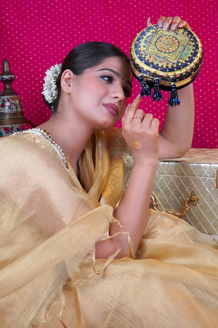 Buy Puneet Gupta Blue Embroidered Mandala Clutch Online at Aza Fashions Buy_Puneet Gupta_Blue Embroidered Mandala Clutch _Online_at_Aza_Fashions