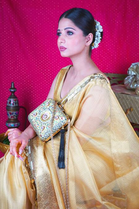 Puneet Gupta Multi Color Embroidered Queens Jewel Embellished Box Clutch Online at Aza Fashions Puneet Gupta_Multi Color Embroidered Queens Jewel Embellished Box Clutch _Online_at_Aza_Fashions