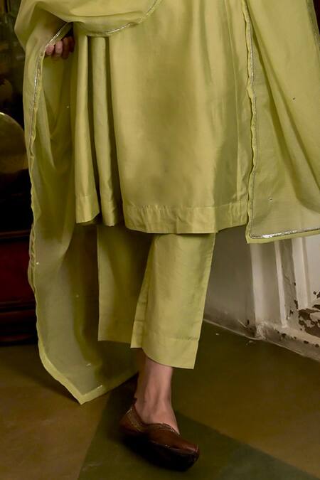 Buy Taro Green Chanderi, Silk Embroidery, Cut Work, Sequins, Noor A-line Anarkali Set Online at Aza Fashions Buy_Taro_Green Chanderi, Silk Embroidery, Cut Work, Sequins, Noor A-line Anarkali Set _Online_at_Aza_Fashions