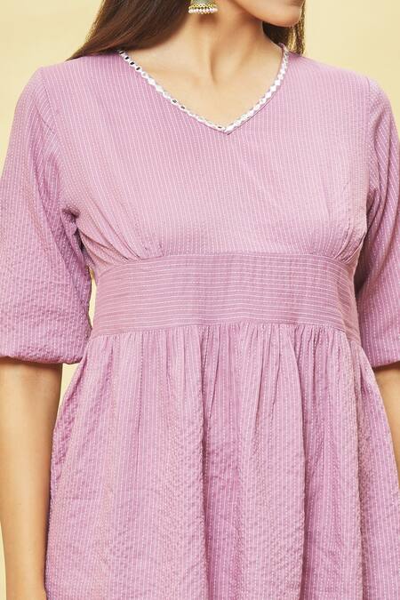 Buy Khwaab By Sanjana Lakhani Purple Cotton Embroidery V-neck Top And Pant Set Online at Aza Fashions Buy_Khwaab By Sanjana Lakhani_Purple Cotton Embroidery V-neck Top And Pant Set_Online_at_Aza_Fashions