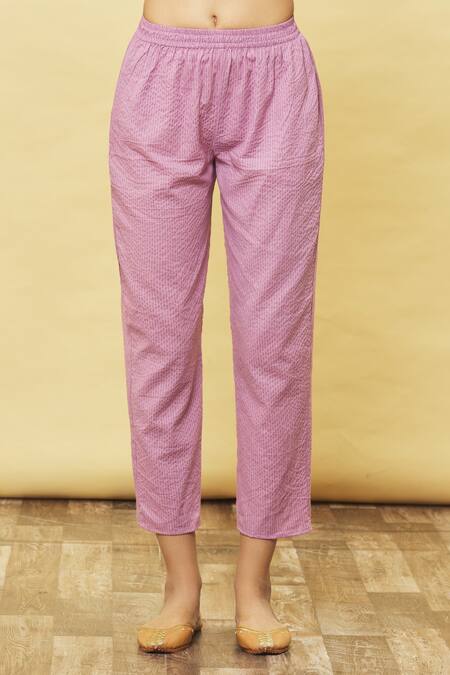 Shop Khwaab By Sanjana Lakhani Purple Cotton Embroidery V-neck Top And Pant Set Online at Aza Fashions Shop_Khwaab By Sanjana Lakhani_Purple Cotton Embroidery V-neck Top And Pant Set_Online_at_Aza_Fashions