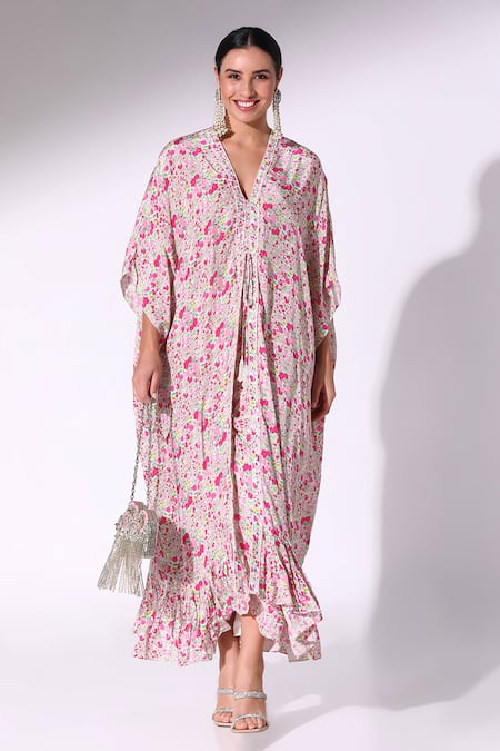 Sakshi Girri Ditzy Floral Print Kaftan With Asymmetric Skirt 