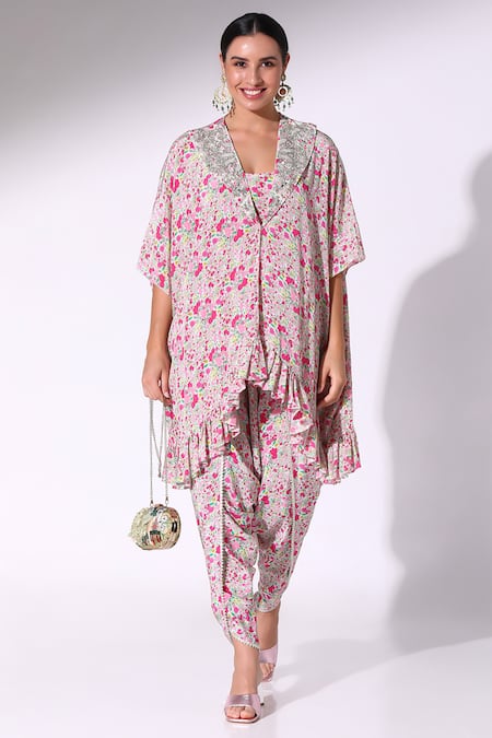 Sakshi Girri Ditzy Flora Print Kaftan Cape Dhoti Pant Set 