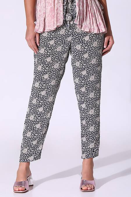 SAKSHI GIRRI Pink Crepe Embroidery Mandarin Collar Petunia Bloom Print Kaftan Cape Pant Set Online at Aza Fashions SAKSHI GIRRI_Pink Crepe Embroidery Mandarin Collar Petunia Bloom Print Kaftan Cape Pant Set_Online_at_Aza_Fashions