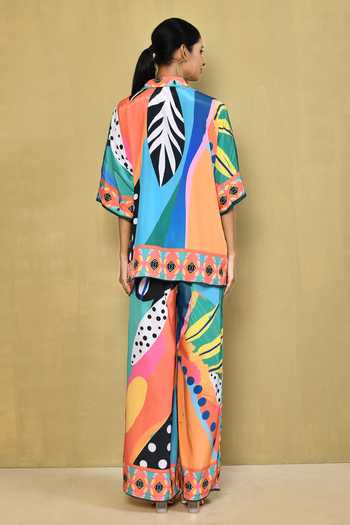 Samyukta Singhania Abstract Print Asymmetric Shirt & Pant Set 