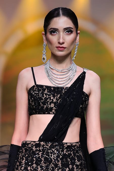 Neeta Lulla Siyah Ruffled Concept Saree With Bustier 