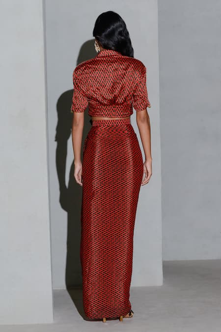 Rishi And Vibhuti Geometric Print Corset With Skirt 