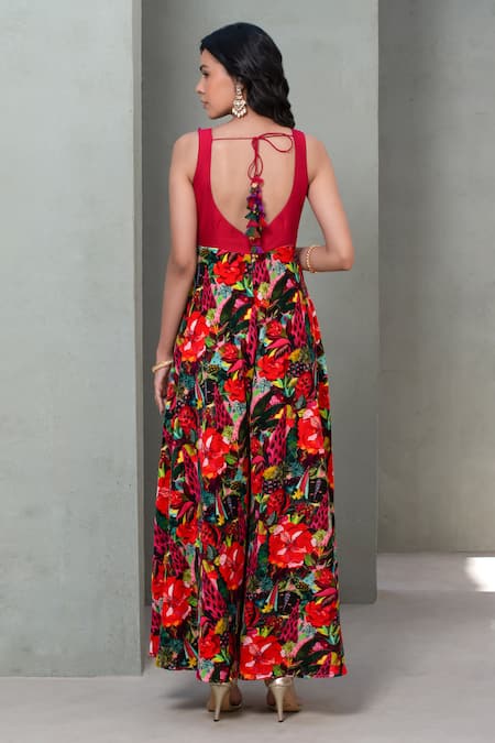 Rishi and Vibhuti Floral Print Sequin Embellished Jumpsuit 