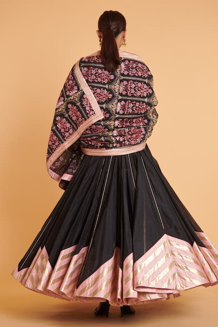 Shop Siddartha Tytler Black Chanderi Embroidery, Crystals Mughal Threadwork Anarkali With Dupatta at Aza Fashions Shop_Siddartha Tytler_Black Chanderi Embroidery, Crystals Mughal Threadwork Anarkali With Dupatta _at_Aza_Fashions