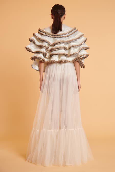 Siddartha Tytler Ruffled Tiered Bolero Jacket 