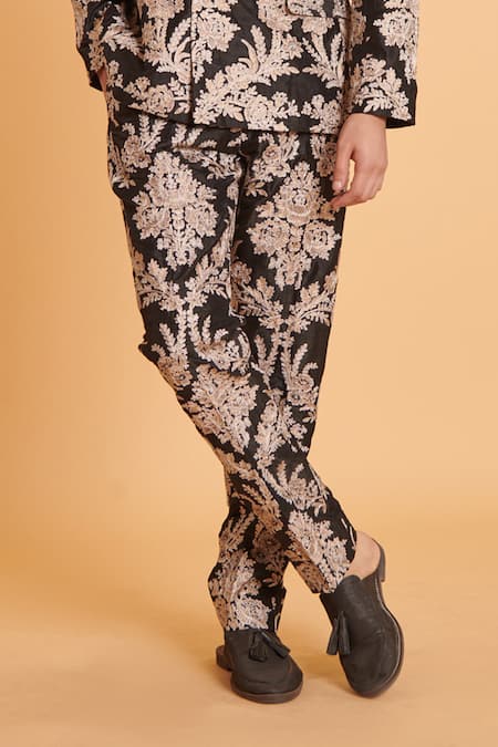 Buy Siddartha Tytler Black Tussar Embroidery Metallic Aari Baroque Suit Set Online at Aza Fashions Buy_Siddartha Tytler_Black Tussar Embroidery Metallic Aari Baroque Suit Set _Online_at_Aza_Fashions