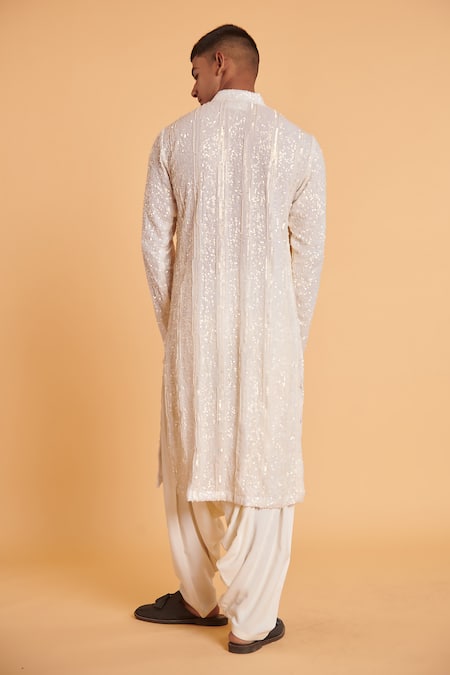 Siddartha Tytler Sequin Striped Work Kurta & Patiala Pant Set 