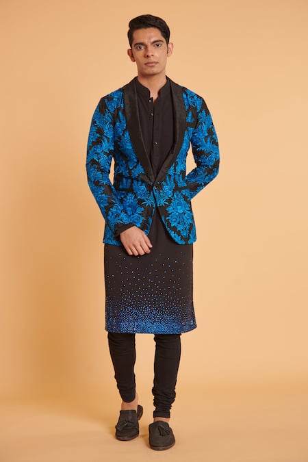 Siddartha Tytler Gradient Crystal Splash Embellished Kurta Set 