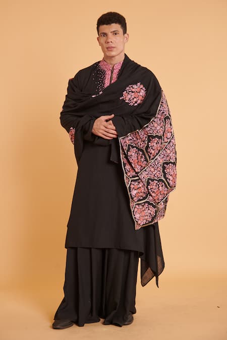 Siddartha Tytler Black Thread Embroidered Dupatta 