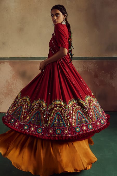 Zariya The Label Mirror Gardenia Anarkali Lehenga Set 