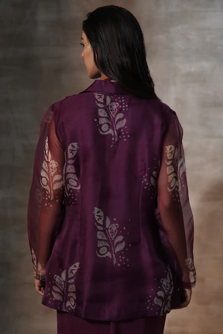 Neeta Bhargava Floral Print Coat Skirt Set 