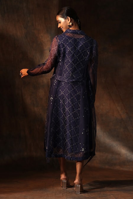 Neeta Bhargava Bandhani Hand Painted Jacket With Dress 