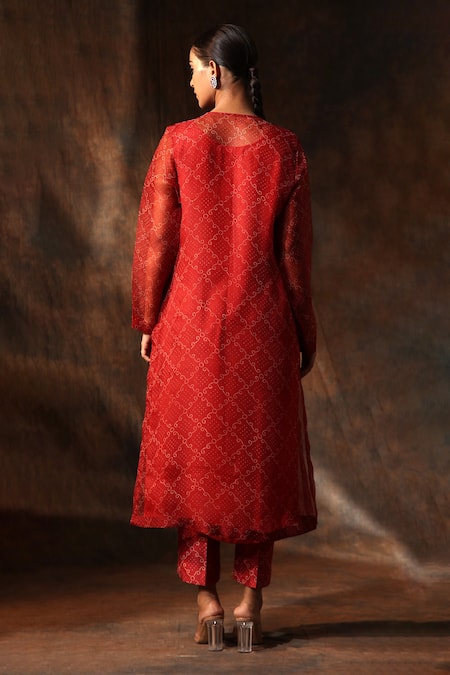 Neeta Bhargava Bandhani Print Straight Kurta Pant Set 