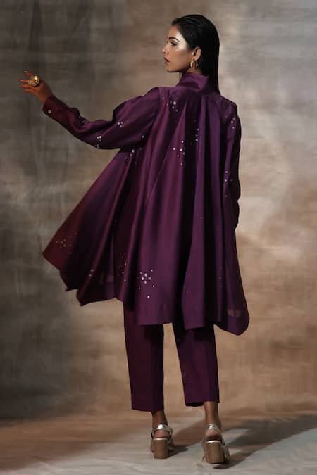 Neeta Bhargava Leaf Print Panelled Top With Pant 