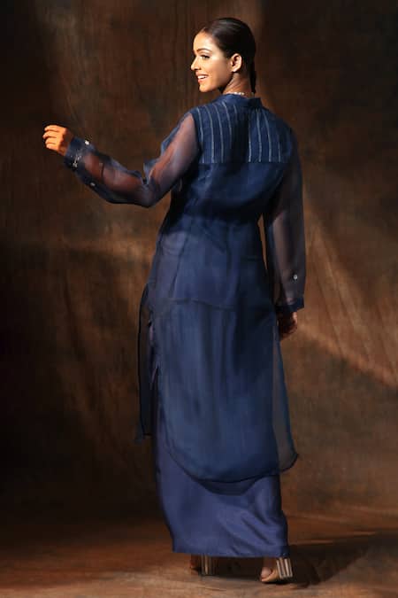 Neeta Bhargava Floral Hand Painted Jacket Skirt Set 