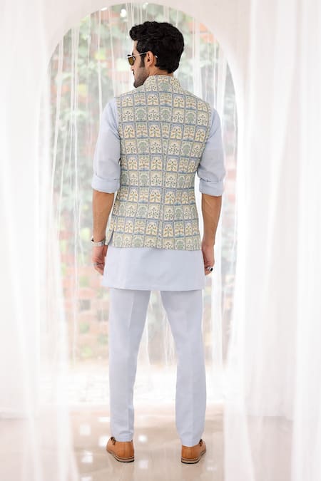 Asuka Floral Tile Print Linen Bundi Set 