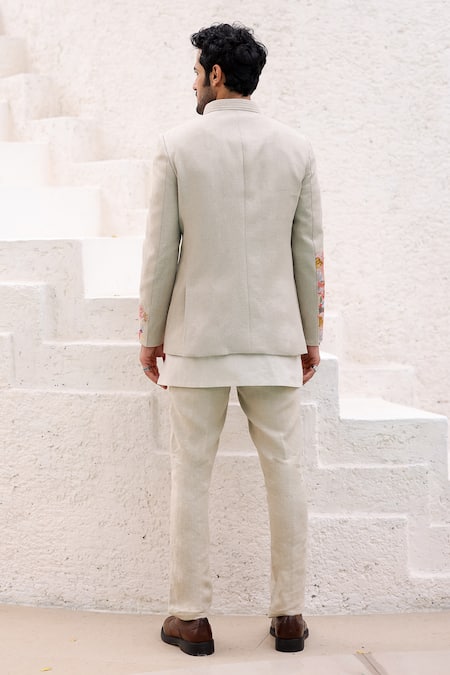 Asuka Floral Embroidered Bandhgala & Trouser Set 