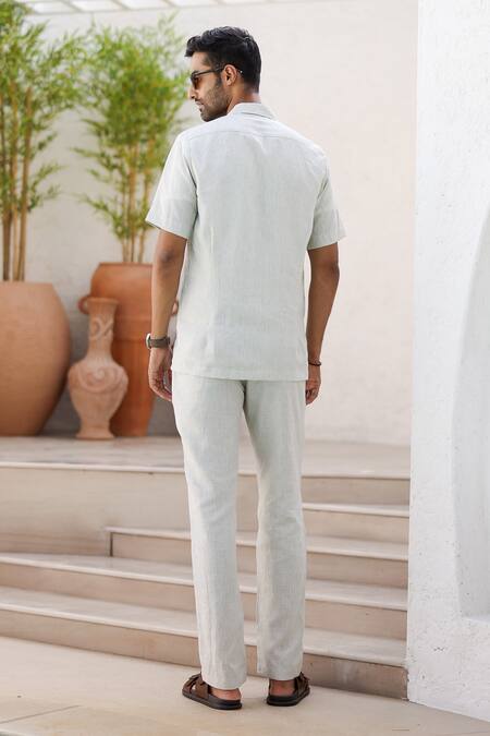 White Linen Shirt with Brown Linen Pants | Hockerty