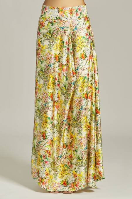 Anamika Khanna Yellow Silk Beads, Sequins, Embroidery Floral Print Embellished Blouse Skirt Set at Aza Fashions Anamika Khanna_Yellow Silk Beads, Sequins, Embroidery Floral Print Embellished Blouse Skirt Set_at_Aza_Fashions