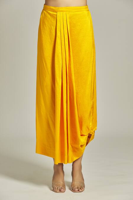 Anamika Khanna Yellow Silk Sequins, Beads, Embroidery Round Neck Yoke Kurta And Skirt Set at Aza Fashions Anamika Khanna_Yellow Silk Sequins, Beads, Embroidery Round Neck Yoke Kurta And Skirt Set_at_Aza_Fashions