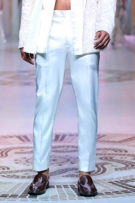 Neeta Lulla_Beige Satin Embellished Cut Dana Ashnoor Sequin Embroidered Jacket Set _Online_at_Aza_Fashions