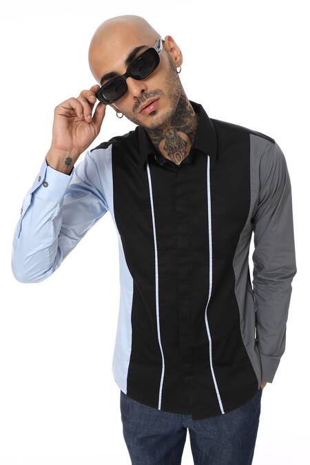 Sahil Aneja_Multi Color Cotton 3 Way Block Shirt_Online_at_Aza_Fashions