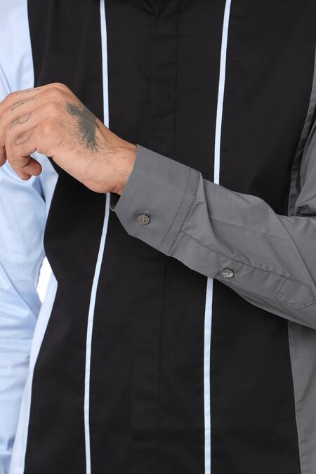 Buy_Sahil Aneja_Multi Color Cotton 3 Way Block Shirt_Online_at_Aza_Fashions