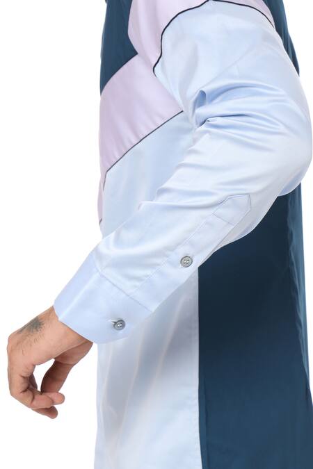 Buy_Sahil Aneja_Multi Color Cotton Slide Diagonal Block Shirt_Online_at_Aza_Fashions