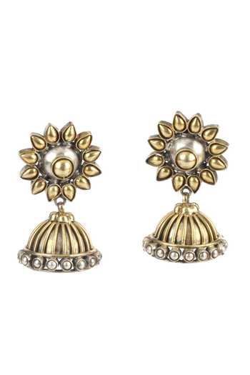 Shop Sangeeta Boochra Gold Plated Crystals Carved Work Jhumka Earrings at Aza Fashions Shop_Sangeeta Boochra_Gold Plated Crystals Carved Work Jhumka Earrings _at_Aza_Fashions