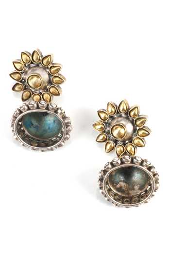 Sangeeta Boochra Gold Plated Crystals Carved Work Jhumka Earrings Online at Aza Fashions Sangeeta Boochra_Gold Plated Crystals Carved Work Jhumka Earrings _Online_at_Aza_Fashions