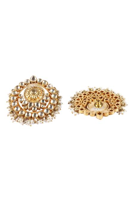 Sangeeta Boochra Gold Plated Stones, Pearls And Embellished Earrings Online at Aza Fashions Sangeeta Boochra_Gold Plated Stones, Pearls And Embellished Earrings _Online_at_Aza_Fashions