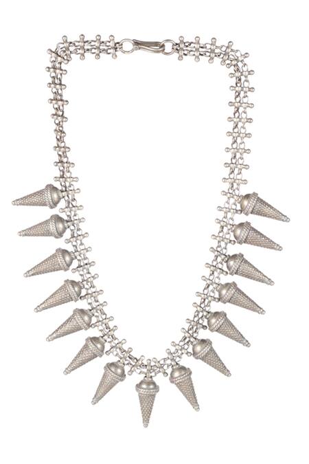 Buy Sangeeta Boochra Silver Plated Tapestry Carved Work Necklace Online at Aza Fashions Buy_Sangeeta Boochra_Silver Plated Tapestry Carved Work Necklace _Online_at_Aza_Fashions