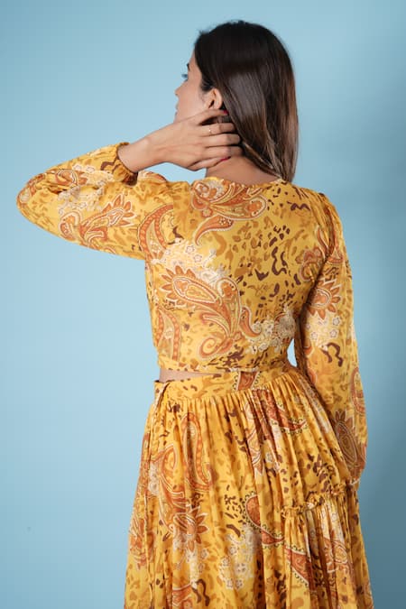 Vana Ethnics Paisley Print Georgette Lehenga Set 