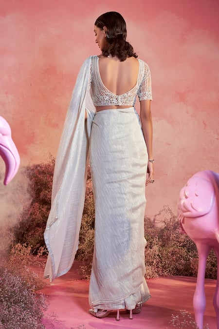 Parul Gandhi Asma Zari Textured Saree With Embroidered Blouse 