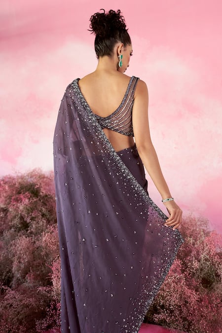 Parul Gandhi Galaxy Sequin Embellished Saree With Blouse 