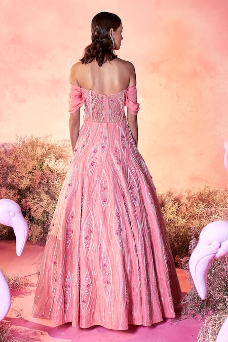 Parul Gandhi Serina Sequin Swirl Embellished Gown 